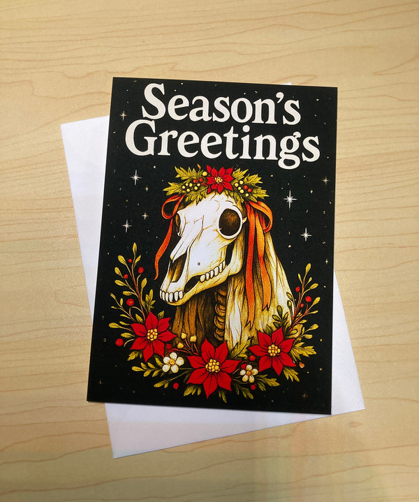 Mari Lwyd Gothic Christmas Card | Welsh Folklore Greeting Card