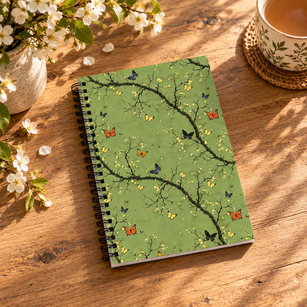 Spring Butterflies Spiral Notebook | Cottagecore Botanical Journal