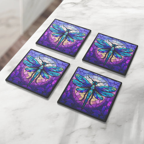 Stained Glass Butterfly Coaster Set