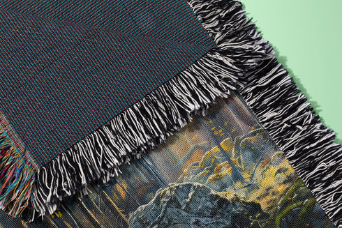 Sword in the Stone Woven Blanket | Arthurian Forest Cotton Throw