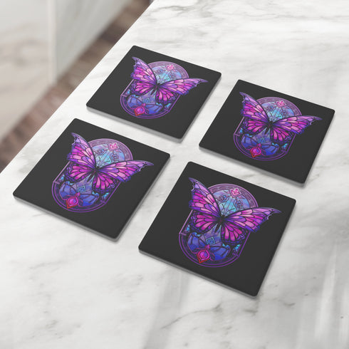 Whimsigoth Butterfly Stained Glass Stone Coasters