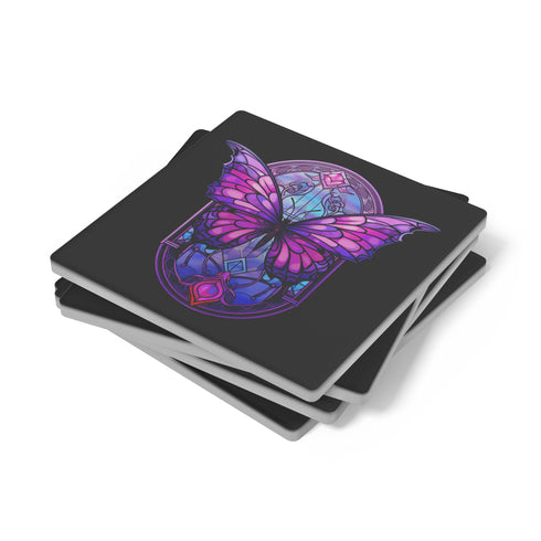 Whimsigoth Butterfly Stained Glass Stone Coasters