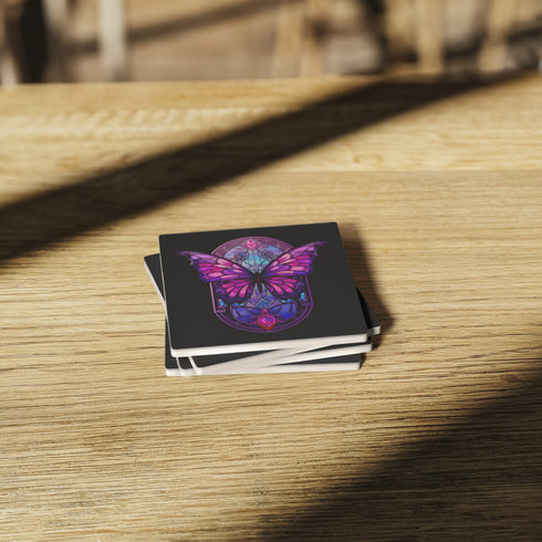 Whimsigoth Butterfly Stained Glass Stone Coasters