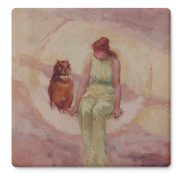 Witches Daughter Taking to Barred Owl Stone Coaster Set