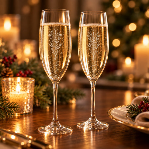 Witchy Herbal Engraved Champagne Glass | Botanical Prosecco Flute