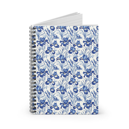 Blue Iris Floral Spiral Notebook | French Cottage Botanical Journal