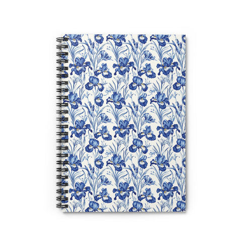 Blue Iris Floral Spiral Notebook | French Cottage Botanical Journal