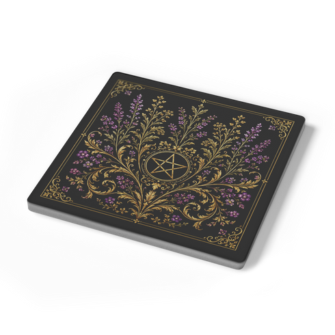 botanical pentagram coasters