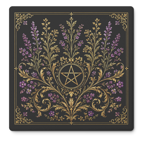 botanical pentagram coasters