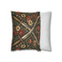 Crossed Medieval Swords Faux Suede Cushion | Gothic Floral Pillow
