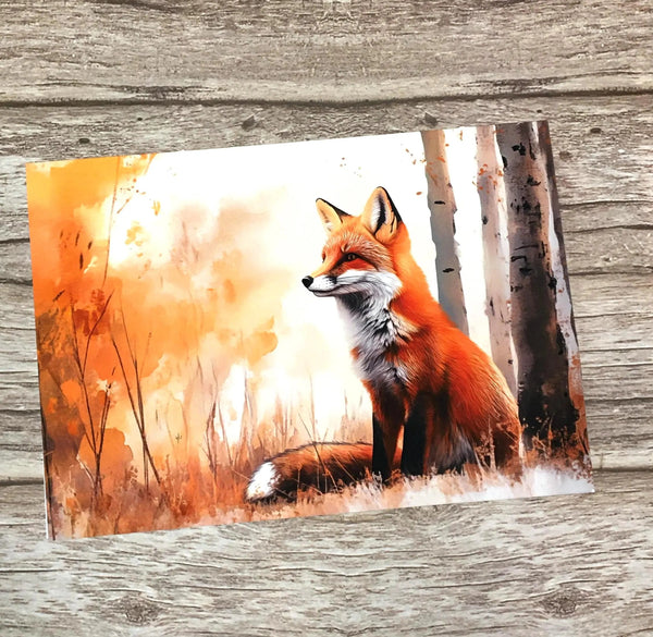 Fox in Autumn Forest Greeting Card | Woodland Wildlife Nature Card