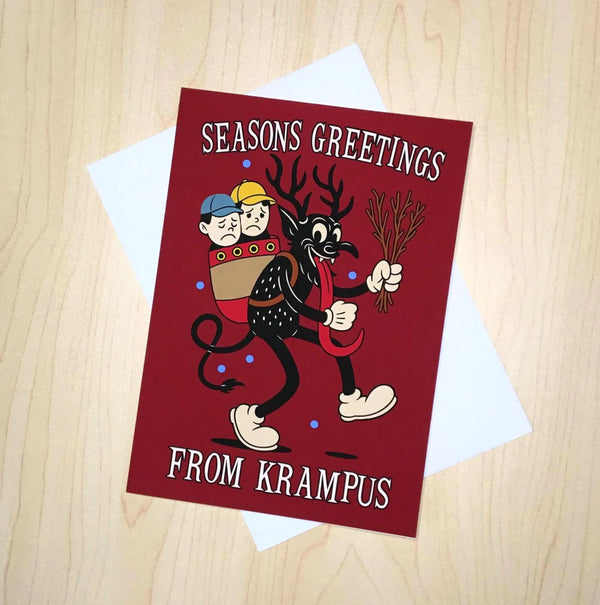 Funny Krampus Christmas Devil Card | Gothic Christmas Greeting