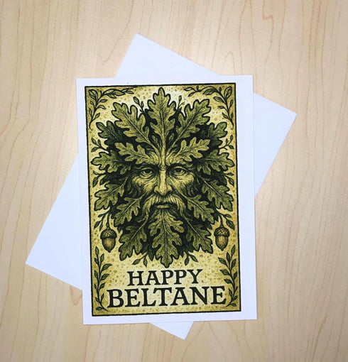 Green Man Beltane Greeting Card | Pagan May Day Folklore Card