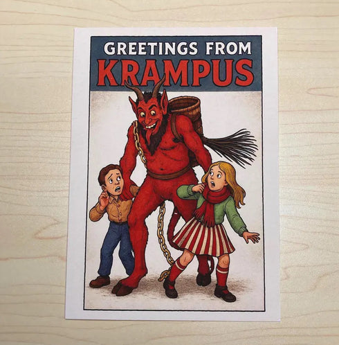 Greetings from Krampus Christmas Card | Gothic Folklore Greeting