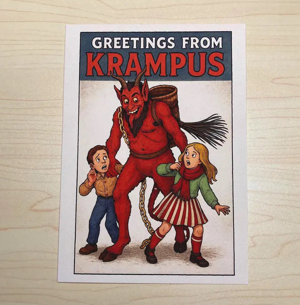 Greetings from Krampus Christmas Card | Gothic Folklore Greeting