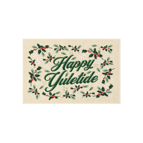 Happy Yuletide Outdoor Rug | Festive Holly Christmas Porch Mat
