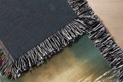 Lady of the Lake Excalibur Woven Blanket | Arthurian Cotton Throw