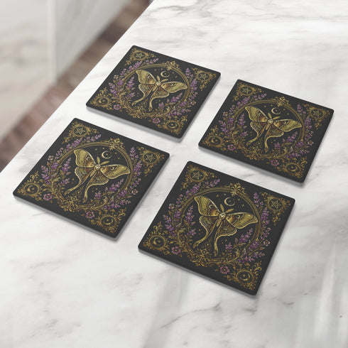 luna moth coasters