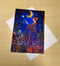Moon Witch Crescent Moon Goddess Greeting Card | Pagan Celestial Art