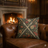 Medieval crossed swords floral woven tapestry cushion