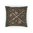 Medieval Crossed Swords Woven Cushion | Gothic Floral Tapestry Pillow