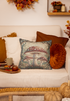 Enchanted Mushroom Woven Pillow | Vintage Toadstool Cottagecore Cushion