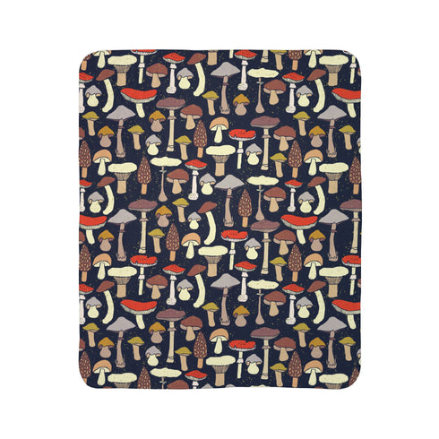 Mushroom Sherpa Fleece Blanket | Colourful Woodland Toadstool Throw