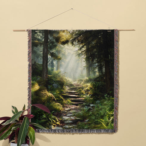Forest Path Woven Blanket | Woodland Cotton Throw