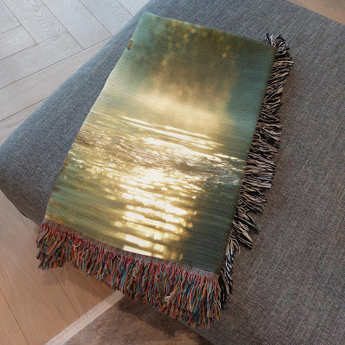 Lady of the Lake Excalibur Woven Blanket | Arthurian Cotton Throw