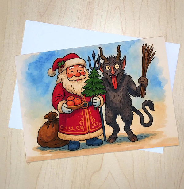 Cute Krampus Christmas Devil Greeting Card | Funny Gothic Christmas