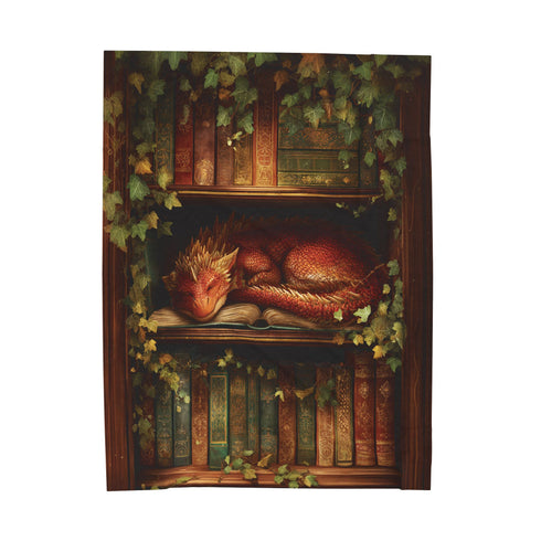 Sleeping Dragon Velveteen Plush Blanket | Cozy Fantasy Reading Throw