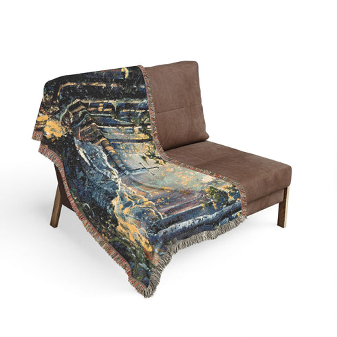 Sword in the Stone Woven Blanket | Arthurian Forest Cotton Throw