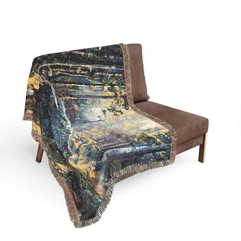 Sword in the Stone Woven Blanket | Arthurian Forest Cotton Throw