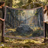 Sword in the Stone Woven Blanket | Arthurian Forest Cotton Throw