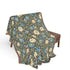 William Morris Inspired Woven Blanket | Teal Floral Cotton Throw