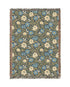 William Morris Inspired Woven Blanket | Teal Floral Cotton Throw