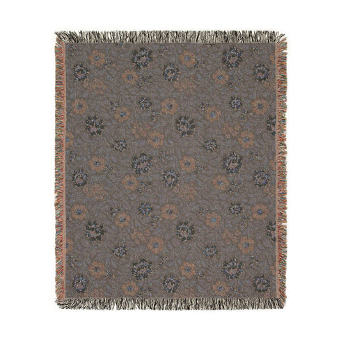 William Morris Inspired Woven Blanket | Teal Floral Cotton Throw