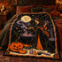 Vintage Witch Halloween Blanket | Cauldron, Black Cat & Pumpkin Throw