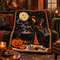 Vintage Witch Halloween Blanket | Cauldron, Black Cat & Pumpkin Throw