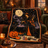 Vintage Witch Halloween Blanket | Cauldron, Black Cat & Pumpkin Throw