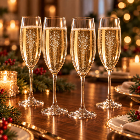 Witchy Herbal Engraved Champagne Glass | Botanical Prosecco Flute