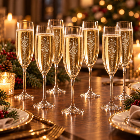 Witchy Herbal Engraved Champagne Glass | Botanical Prosecco Flute