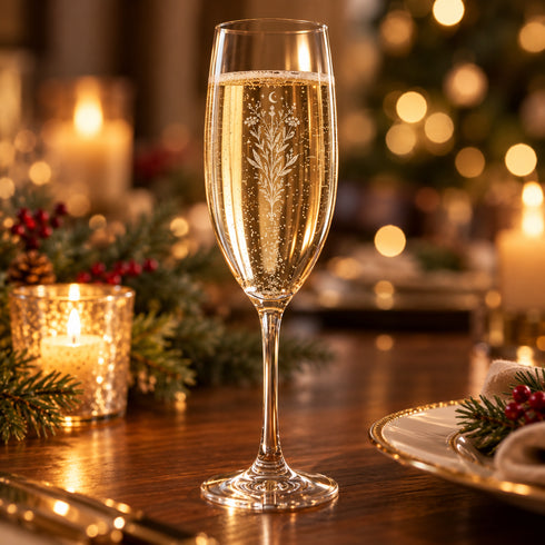 Witchy Herbal Engraved Champagne Glass | Botanical Prosecco Flute