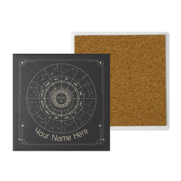 Wheel of the Zodiac Custom Namedrop Stone Coasters - Set of 4 Success Active