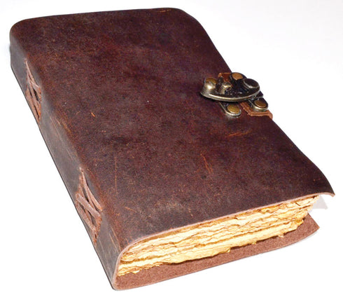 Aged Looking Paper Blank Book of Shadows with Brass Latch