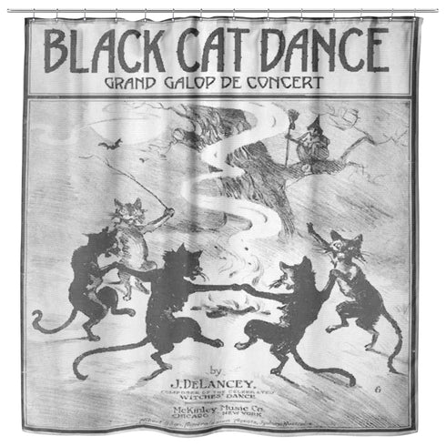 Black Cats Dancing Sheet Music Oxford Cloth Shower Curtain