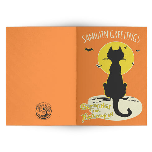 Black Cat in the Moonlight Samhain Greeting Card Sets