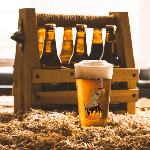 Witches Cauldron and Bats Pint Glass