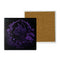 Magical cat among purple flowers stone coaster set