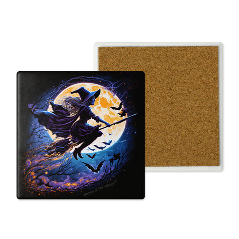 Magical witch of the forest stone coaster set